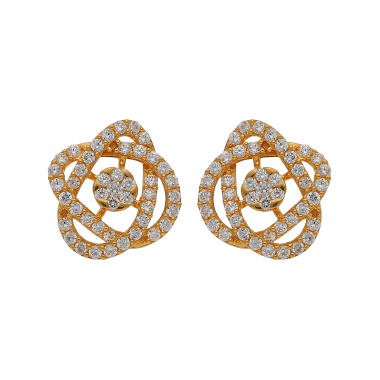 TRENDY GOLD STUD WITH STYLISH WHITE STONE